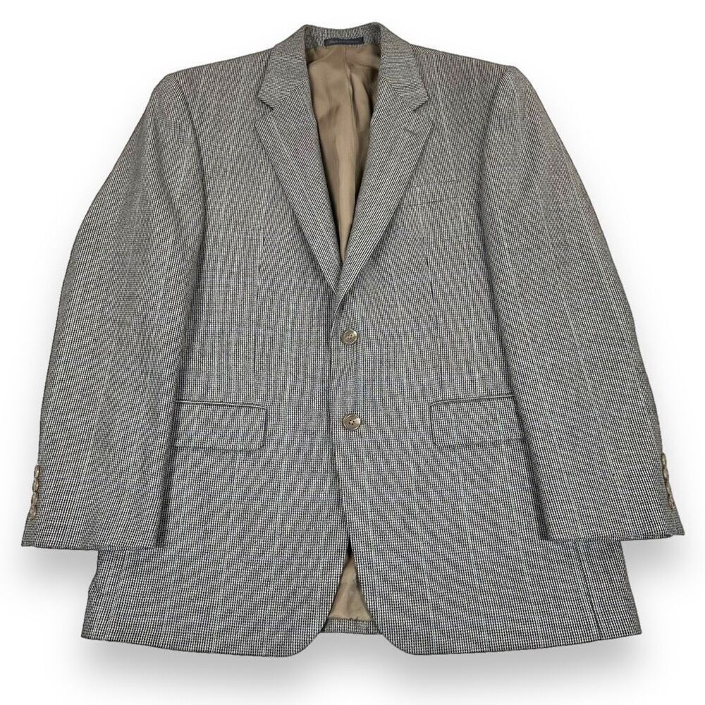CHAPS Sports Coat Mens‎ 40R Brown Windowpane Lambswool Blazer